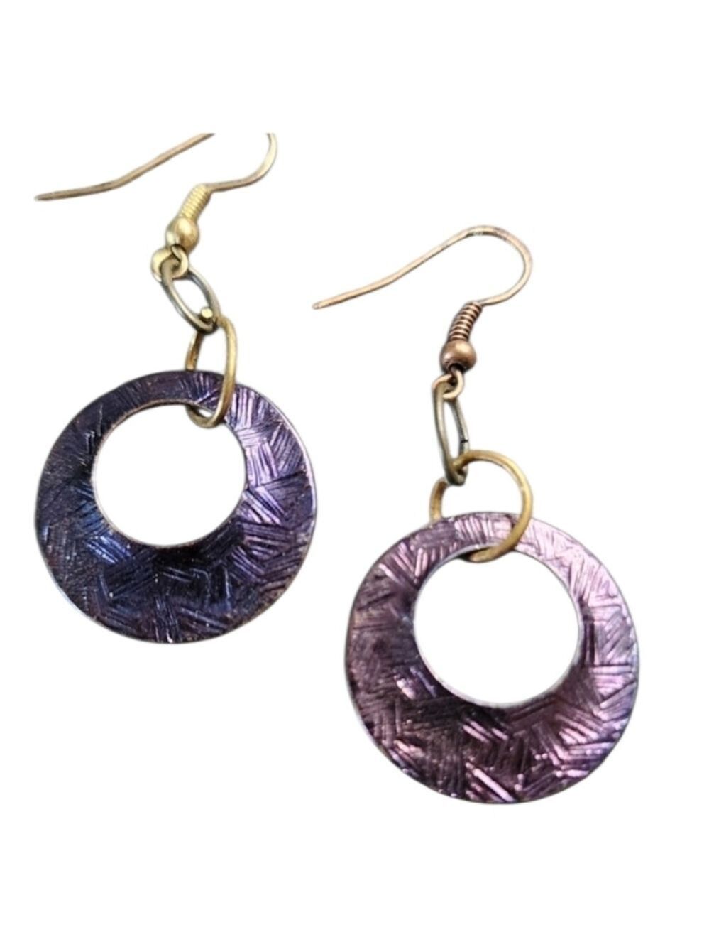 💥4 For $20💥Iridescent Purple Hoop Earrings Textured Design